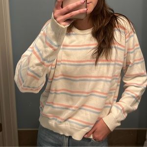 Brandy Melville White / Striped Blue and Pink Sweater